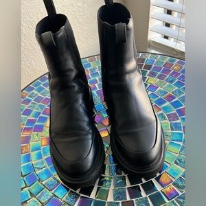 All Saints Harlee Lug Sole Chelsea Ankle Booties In Black Leather.